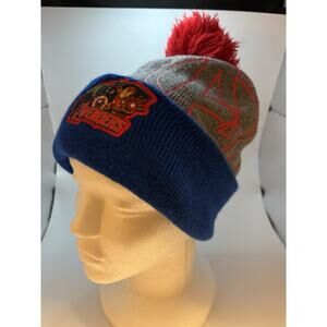 Marvel Avengers Knit Winter Snow Hat Comics Blue Gray Pom Pom